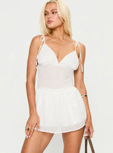 Guessing Game Ruched Romper White